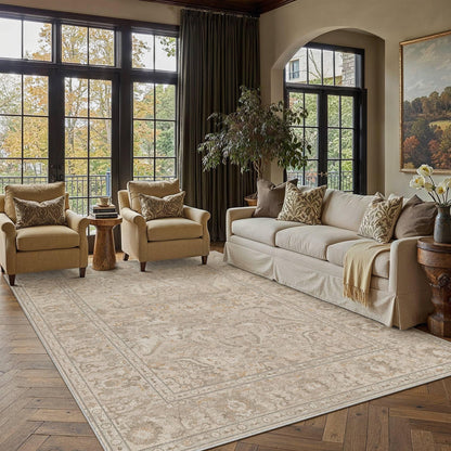 Area Rugs 5x7 Washable Rug Brown (Beige Brown / 5' x 7' (Rectangular))