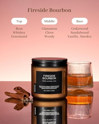 Fireside Bourbon Scented Candle Smoky Oak for Winter Christmas Gift (Medium Jar / Fireside BourbonNew)