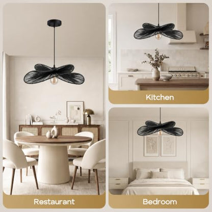 22.8" Large Boho Rattan Pendant Light