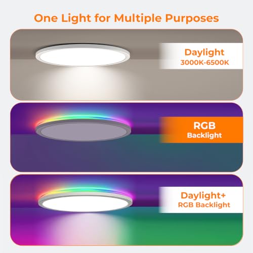 RGB LED Flush Mount Ceiling Light with Remote