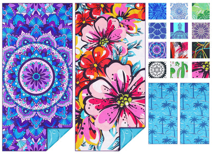 Microfiber Beach Towel Extra Large 71x32 Mandala Floral 2 Pack (Mandala Floral / 71 x 32 Inches)