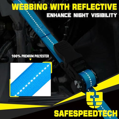 Ratchet Tie Down Straps 4pk 1" x15ft 1650lbs Motorcycle Tie Down Straps (Blue / 1650LB - 15Ft)