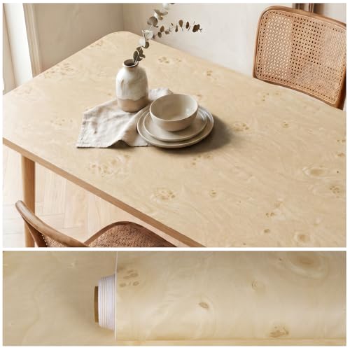 Burl Wood Contact Paper Peel and Stick Wood Grain Contact Paper for Countertops Waterproof Self Adhesive Furniture Vinyl Wrap for Cabinets