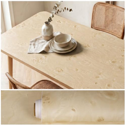 Burl Wood Contact Paper Peel and Stick Wood Grain Contact Paper for Countertops Waterproof Self Adhesive Furniture Vinyl Wrap for Cabinets