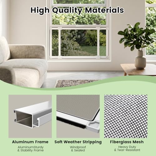 Adjustable Window Screen for Hung Windows (M(16" H x 21-40" W )-1 Pack)