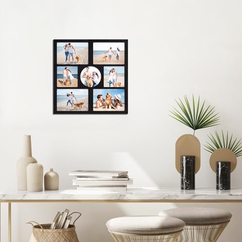 5x7 and 5x5 Collage Picture Frame (Rustic Black / 15.6x15.6in (1Pack))