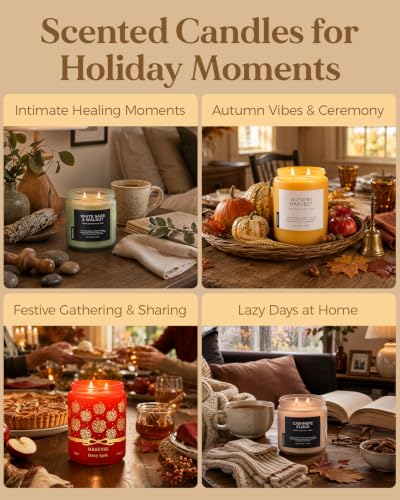 Goldenharvest Scented Candle Fruit Grain Fragrance for Autumn Home (Large Jar / Golden Harvest)