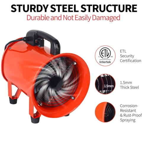 8 Inch Industrial Portable Air Blower Ventilator with Hose