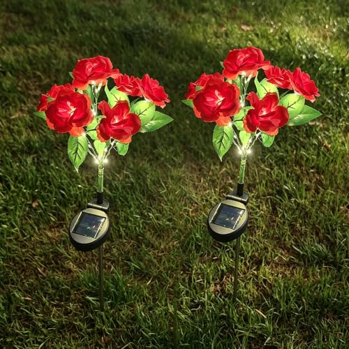 2 Pack Rose Solar Lights
