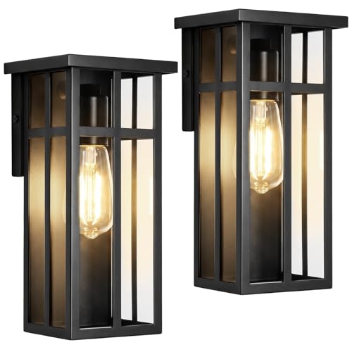 2 Pack Square Cross Glass Outdoor Wall Lights