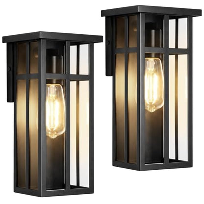 2 Pack Square Cross Glass Outdoor Wall Lights