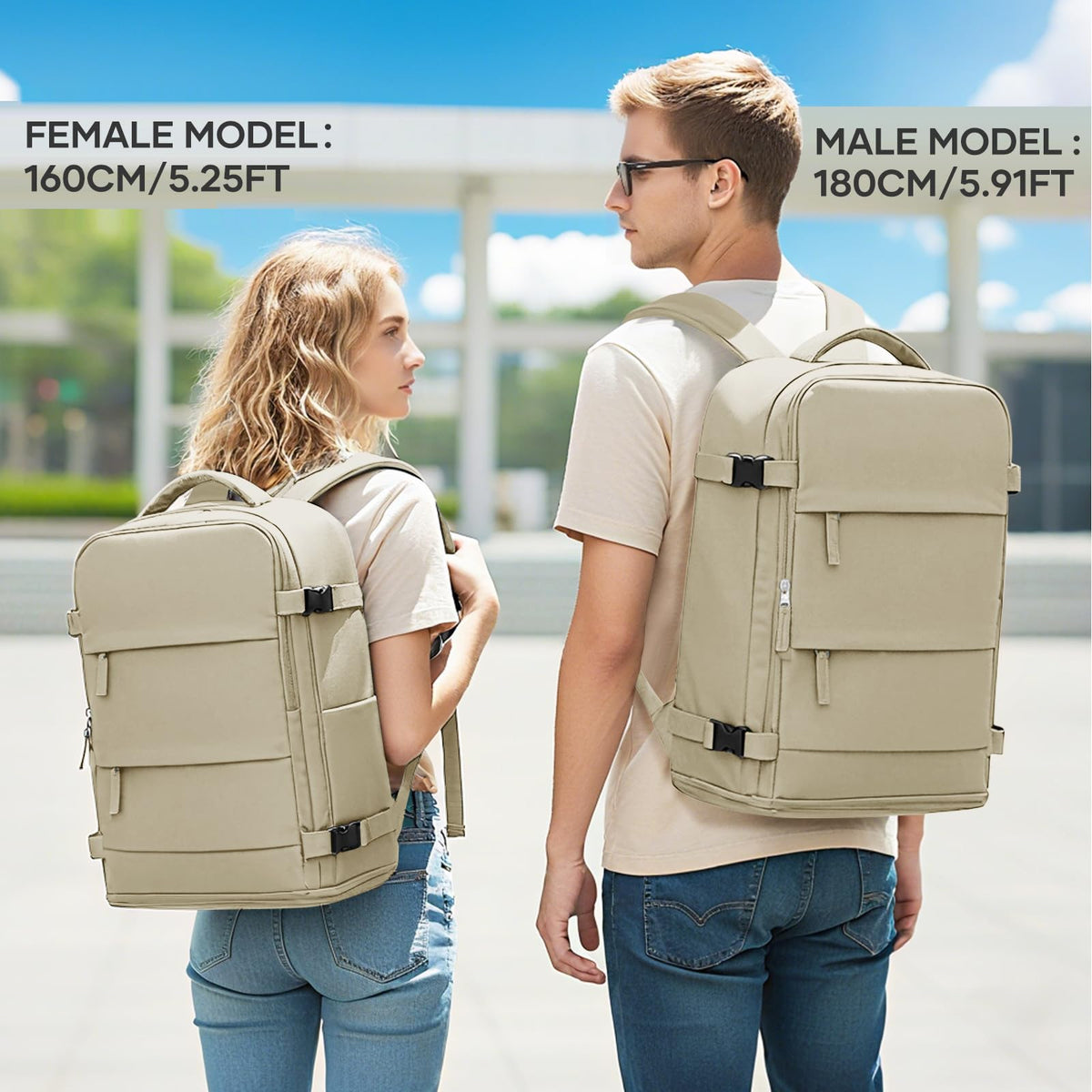 Travel Backpack For Women Men (Khaki / 25 liters)