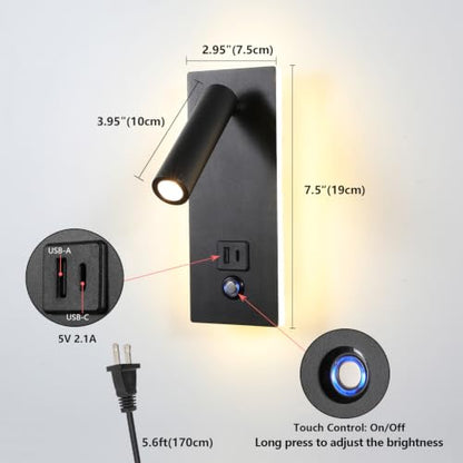 Wall Mounted Reading Light with USB