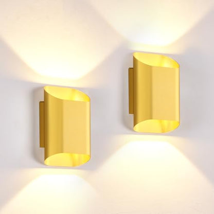 Gold Up & Down Indoor Outdoor LED Wall Sconce (Gold / 2 pack)