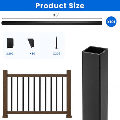 101 Pack 36" Square Aluminum Deck Balusters (36 Inch)