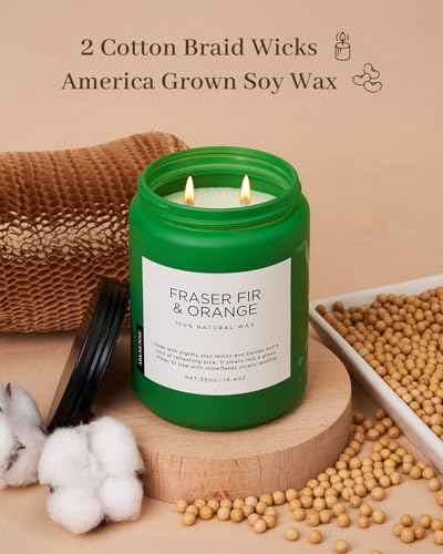 Fraser Fir Orange Christmas Scented Candle Non Toxic 19.6Oz 110H (Large Jar / FraserFirOrange)