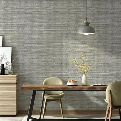 Grasscloth Peel and Stick Wallpaper Faux Linen 17.3in x 196.8in (Gray Green / 17.3inch × 196.8inch)