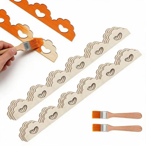Unfinished Scalloped Decorative Wood Trim Scalloped Edge Decorative Wood Molding Cute DIY Moulding Trim for Home Wall Window Cabinet Shelf Door Frames Decoration