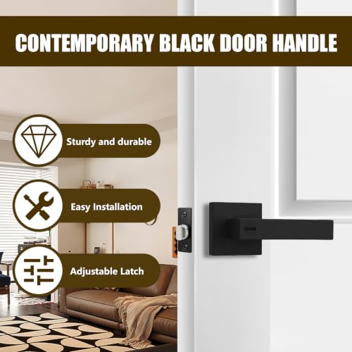 Matte Black keyless Button Lock for Door Handle. Privacy Indoor Door Handle