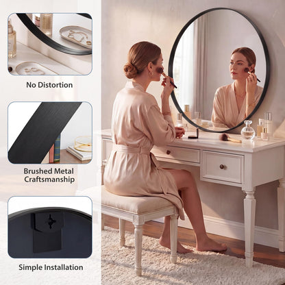 Round Wall Mirror 30 Inch (Black / 30"L x 30"W / Concave-Circle)