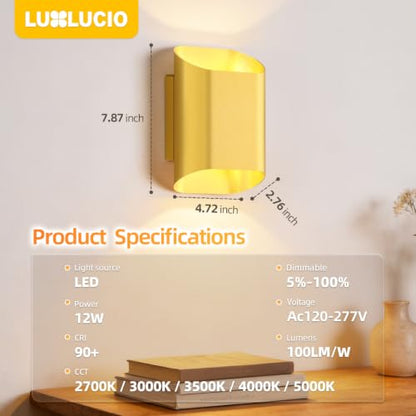 Gold Up & Down Indoor Outdoor LED Wall Sconce (Gold / 2 pack)
