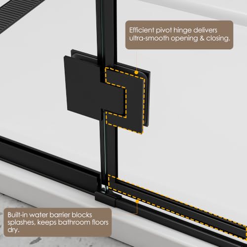 Pivot Shower Door 60x74 Matte Black