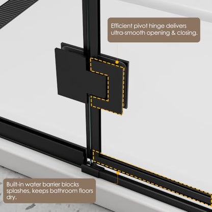 Pivot Shower Door 60x74 Matte Black