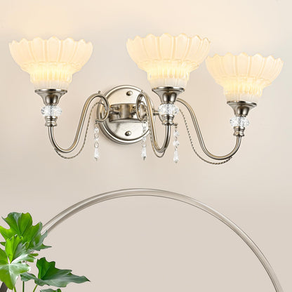 Brushed Nickel Bathroom Vanity Light (Nickel and White / 3-Light)