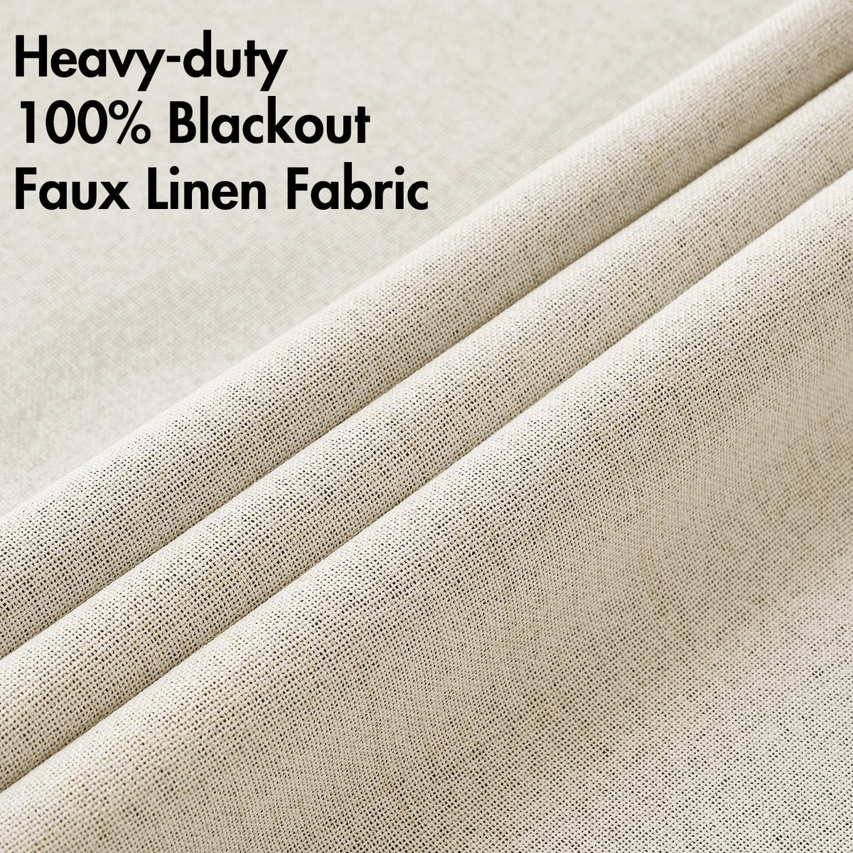 100% Blackout Linen Curtains for Bedroom 52x63 Inches Cream (Cream / 52"W x 63"L (Pack of 2))