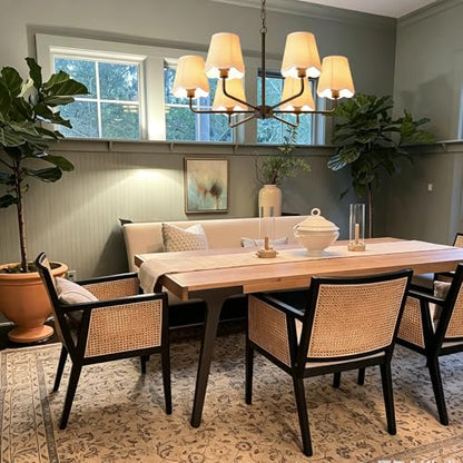 6 Light Gold Chandelier with Fabric Shades