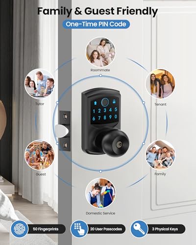 Smart Fingerprint Keyless Entry Door Knob Keypad Electronic Biometric Lock