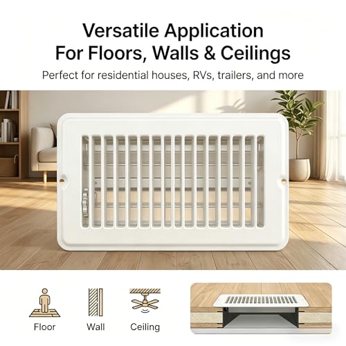 4 Pack 4"x8" Metal Floor Register Vents