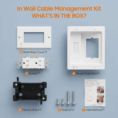 in Wall Cable Management Kit with Recessed Outlet Box