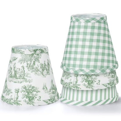 6 Pcs French Countryside Small Lamp Shade 3" Top x 6" Bottom x 5" Slant Chandelier Lamp Shade Clip on Bulb