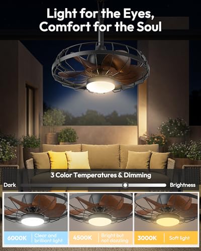 20" Outdoor Ceiling Fan with Light for Patio