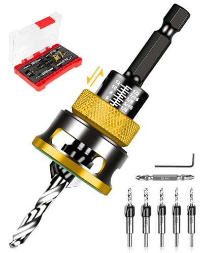 9PCS Countersink Drill Bit Set with Adjustable Depth Stopper