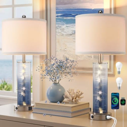 Glass Table Lamps for Bedroom Living Room