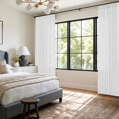 Extra Long Snow White Pinch Pleated Light Filter Curtains 120 Inches Long (Snow White / 40"W x 120"L (Pack of 2))