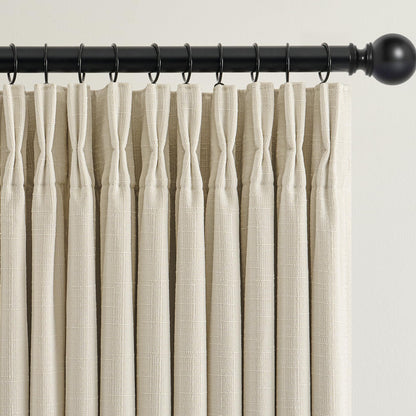 Cream Beige Blackout Linen Curtains 102 Inches Long for Bedroom Pinch Pleated Black Out Curtains Lined 2 Layers Memory Shape Noise Reducing Rustic Farmhouse Living Room Darkening Window Drapes 50x102 (Cream Beige / 50"W x 102"L (Pack of 2))