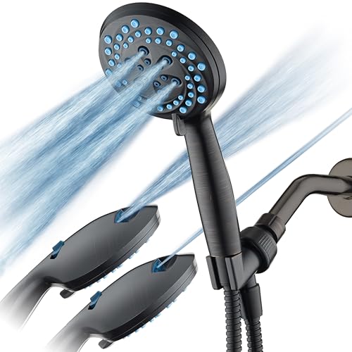 Seen-On-TV High Pressure 8-mode Handheld Shower Head - 2-mode Power Wash to Clean Tub, Tile & Pets, Stay-Clean Nozzles, Extra Long 6 ft. Stainless Steel Hose, Wall & Overhead Brackets