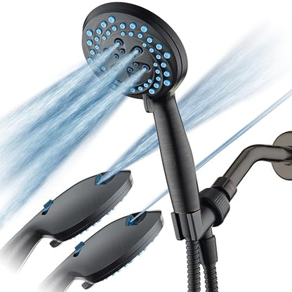 Seen-On-TV High Pressure 8-mode Handheld Shower Head - 2-mode Power Wash to Clean Tub, Tile & Pets, Stay-Clean Nozzles, Extra Long 6 ft. Stainless Steel Hose, Wall & Overhead Brackets