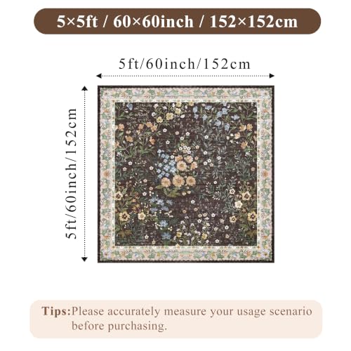5x5 Living Room Area Rug Washable (Brown / 5x5)