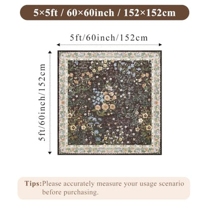 5x5 Living Room Area Rug Washable (Brown / 5x5)