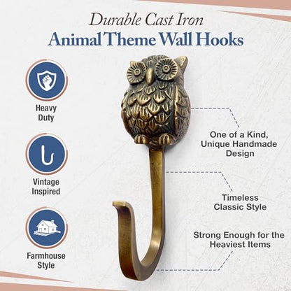 Cast Iron Owl Hook (Antique Bronze / Owl Hook - Single - 5 Inch)