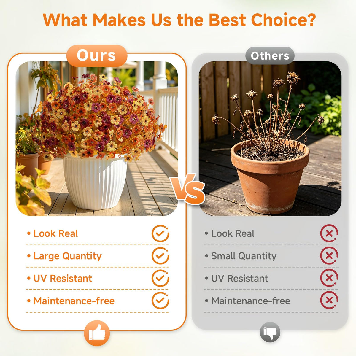 48 Bundles Artificial Fall Flowers (Orange Yellow Brown)