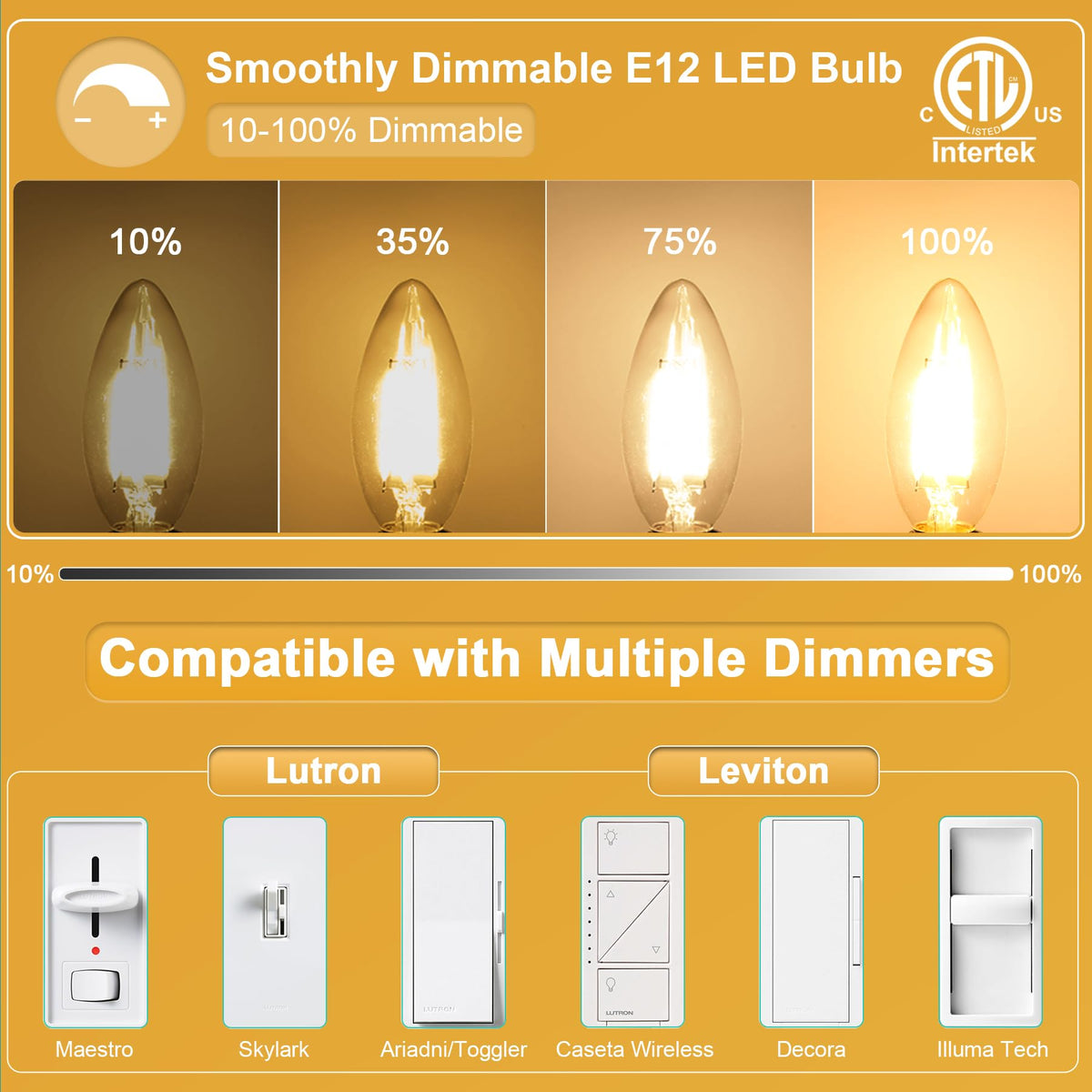 24 Pack E12 Chandelier LED Light Bulbs 60W Equivalent 3000K Warm White (24 Count (Pack of 1))
