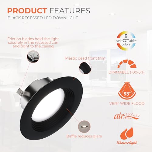 LT Indoor Outdoor 6 in LED Recessed Lighting Light Housings with Selectable Color Temperature
