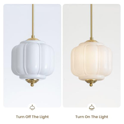 Vintage Milk Glass Ceiling Light (Gold/Milk White)