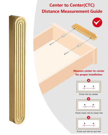 5 Pack Gold Kitchen Cabinet Handles 3 (3.8" Hole Center)