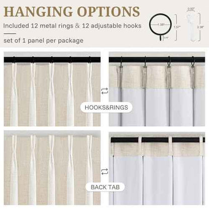 102 Inch Long Curtains Extra Wide 70 Inch Width Blackout Pinch Pleat Drapes for Living Room Patio Sliding Door Natural Linen Heavy Insulated Farmhouse for 60W Large Window (Birch / 70"W x 102"L (Pack of 1))